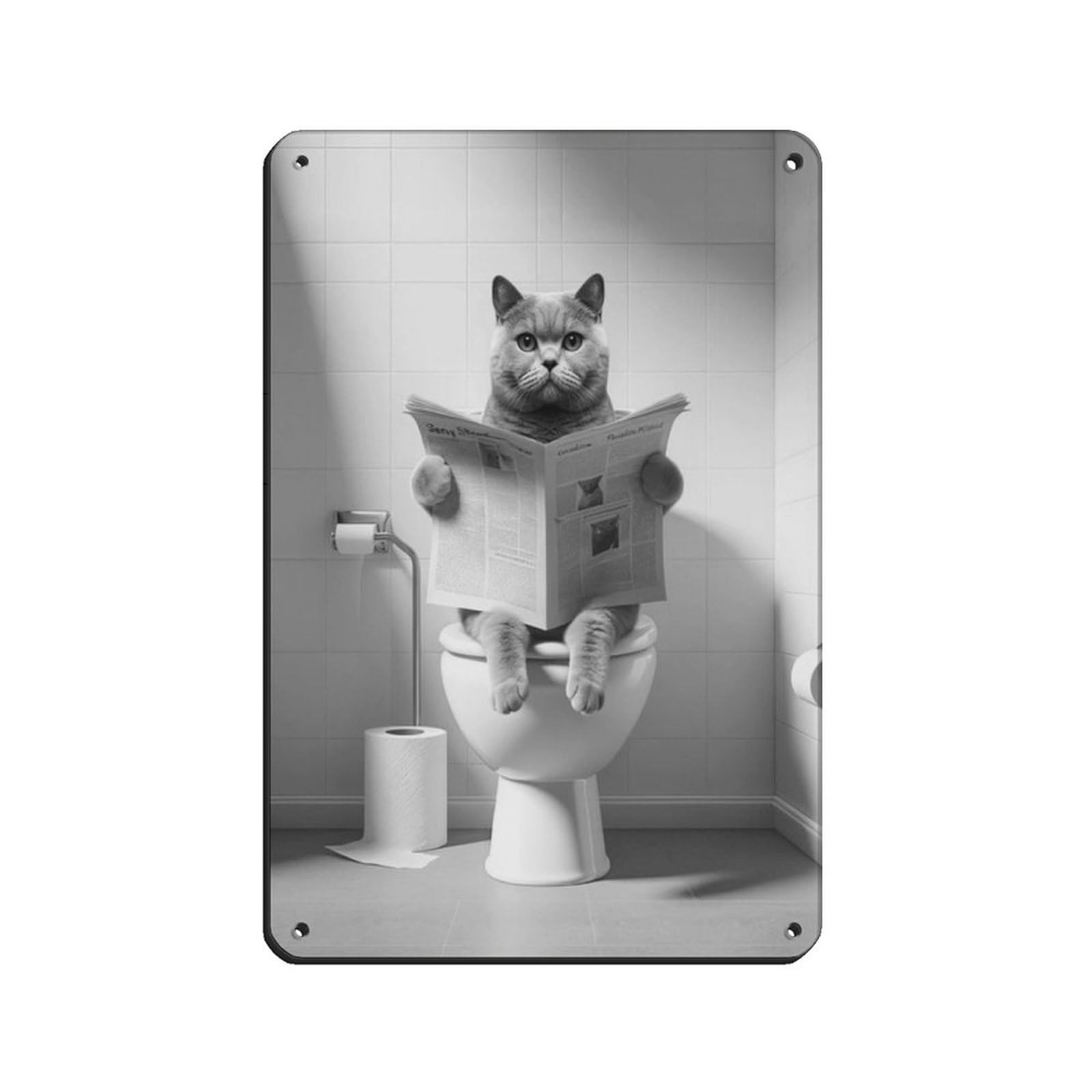 Lxwnze 20L X 30W Cm British Shorthair,Bathroom Art Poster Tin Sign Vintage Metal Pub Club Cafe Bar Home Wall Art Decoration Poster Retro 8X12inch(20X30cm)