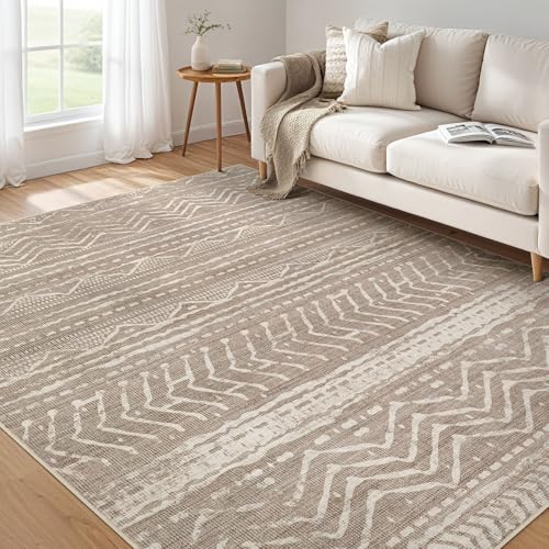 Nakagishi 5x7 Area Rugs Living Room: Washable Boho Large Neutral