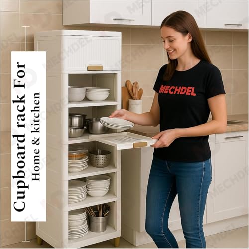 Image of mechdel Multipurpose Bookshelf Organizer Rack for Living Room, Kitchen, Bedroom, Office - DIY (Cupboard Rack - White Window, 4PCS)