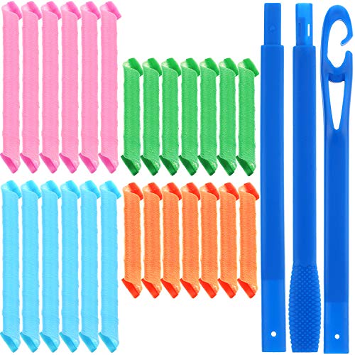 25 Pieces Hair Curlers Spiral Curls Styling Kit, Include No Heat Hair Curler Rollers and Styling Hooks for Men Women Hair Up to 12 Inch or 22 Inch Long