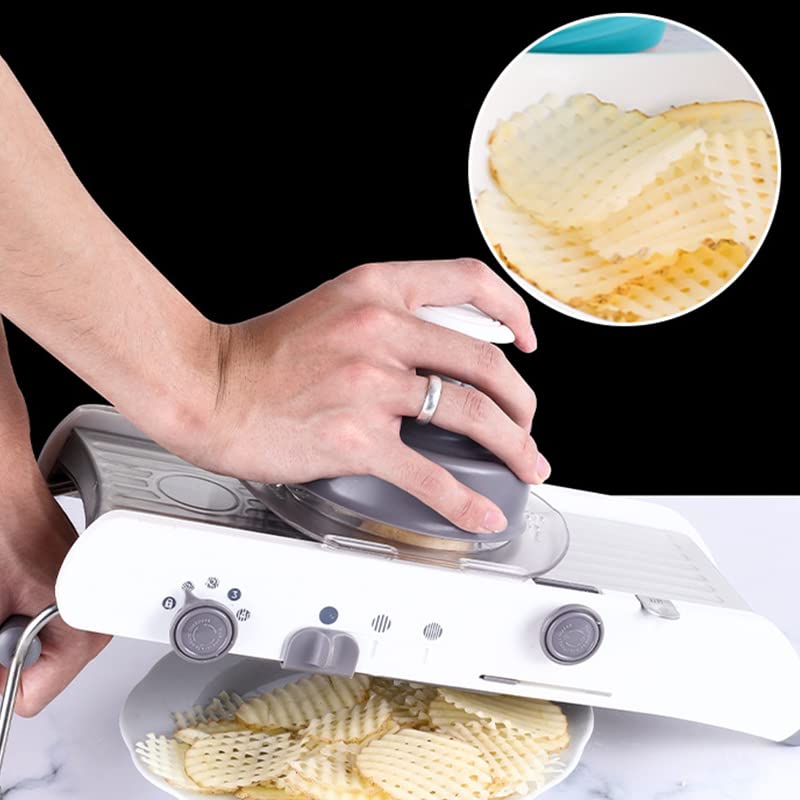 Mandolinenschneider für Die Küche, Profi Mandoline Aus Verstellbarer Edelstahl Gemüsehobel, Multifunktionaler Küchen Gemüseschneider, Chicken Shredder mit Rutschhemmender Griff, für Gemüse