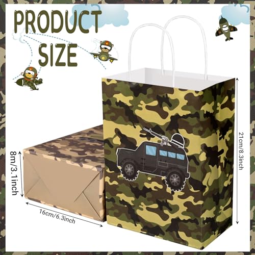 Bolsome BLS-24PCS-CAMO-GIFT-BAGS-001 24Pack Camo Paper Gift Bags Camouflage Design Goodie Bags thumb #1