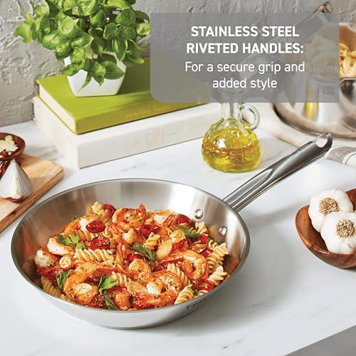 Image of T-Fal Gourmet Stainless Steel Fry Pan 12.5 Inch Induction Compatible Skillet Pan, Fast and Even Heating, Oven Safe to 500F, Professional Grade Cookware for Home Chefs