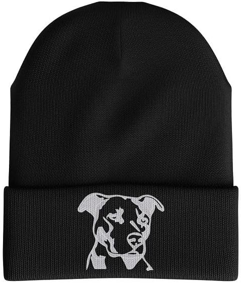 Pitbull Beanie Hat for Men, Funny Dog Embroidered Hat, Pitbull Gifts