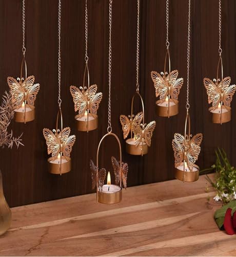 EASYERA Hanging Butterfly Tealight Candle Hol…