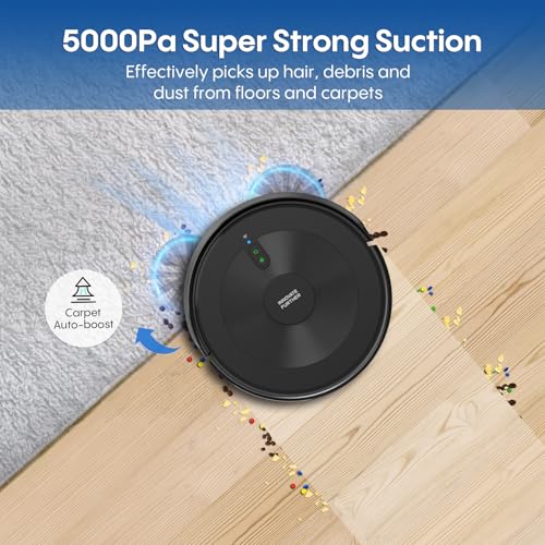 Image of Robot Vacuum and Mop:5000Pa 3-in-1 Robotic Vacuum with Intelligent Navigation, Alexa & APP Control, Schedule Cleaning, Robotic Vacuum Cleaner Ideal for Pet Hair, Hard Floor, Carpet, Slim and Quiet