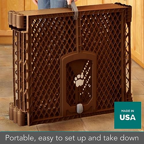 North States MyPet 2-Panel Extension for Petyard Passage: Made in USA. Freestanding. Increases play area up to 34 sq. ft. (26" tall, Brown)