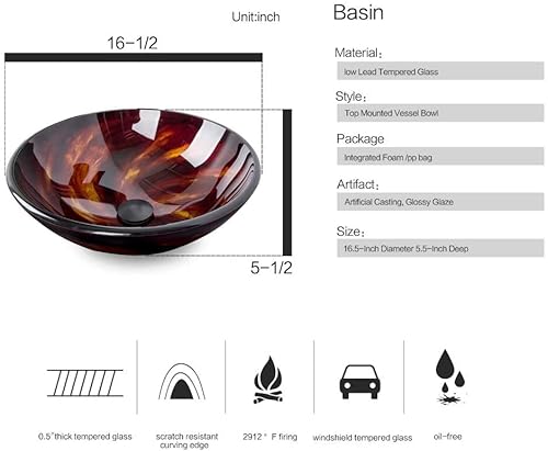 Artethys 24 Inch Bathroom Vanity Combo Single Modern Mdf Cabinet With Vanity Round Tempered Glass Counter Top Vessel Sink With Oil Rubbed Bronze (Orb) 1.5 Gpm Faucet And Pop Up Drain Artistic Blue #TOP4