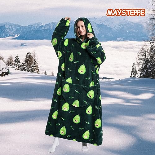 Oversized Blanket Hoodie, Adult Women Sherpa Fleece Wearable Blanket Warm and Cozy Giant Hooded Blanket Fluffy Sweatshirt for Women and Men - Image 2