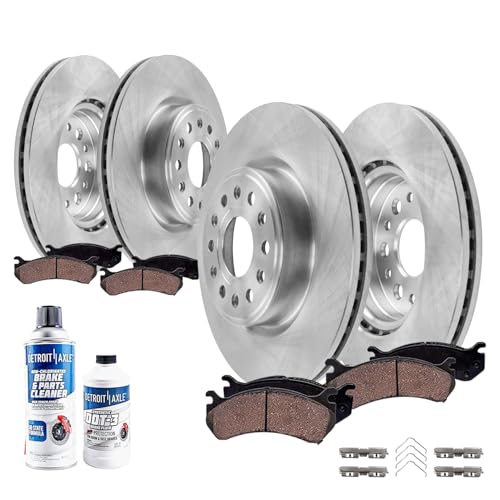 Detroit Axle - Brake Kit for 19-25 Ram 1500 Disc Brake Rotors Ceramic Brakes Pads 2019 2020 2021 2022 2023 2024 2025 Replacement : 14.88" inch Front and 14.76" inch Rear Rotors