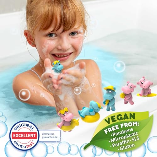 INKEE Pack de 8 Bombas de Baño Infantiles Bath Fun con Regalo Sorpresa en el interior, figurita de Hipopótamo (6 modelos diferentes) aroma a sandía - imagen 4