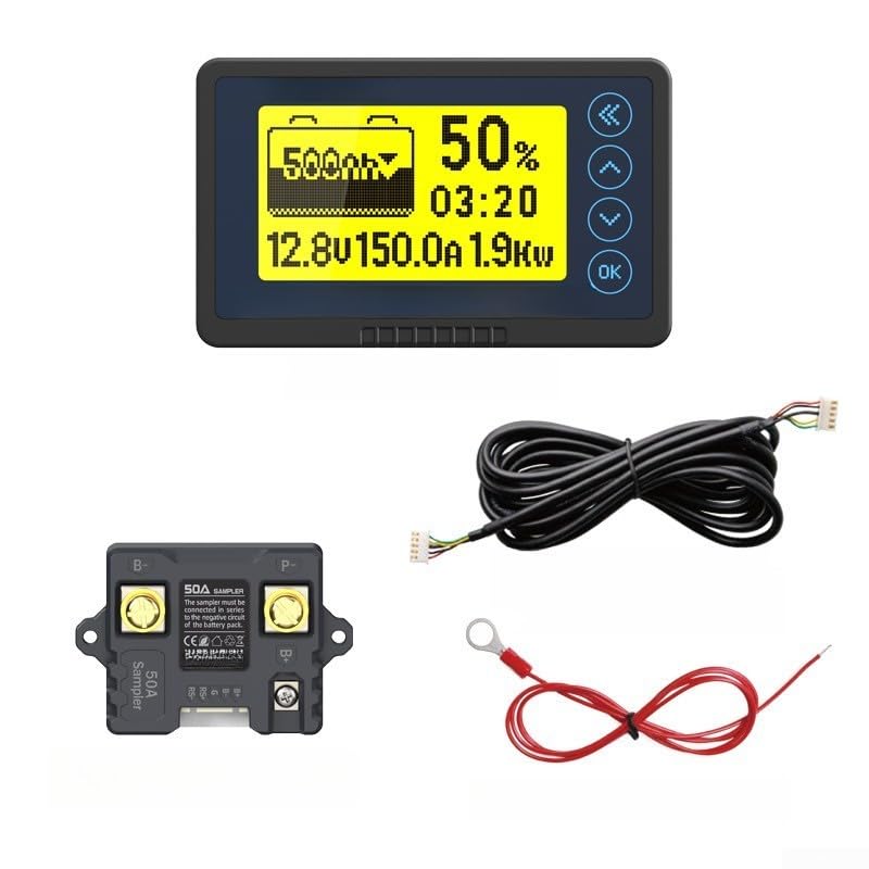 Indicatore del livello della batteria per sistemi di alimentazione camper, batterie 12 V 48 V, precisione 0,5 percentuale, display multi parametro, ampia tensione fino a 750 A, base in