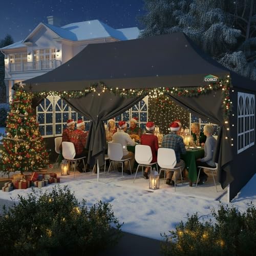 Image of COBIZI 10x20 Pop up Canopy Tent for Parties, Carry Bag,6 Walls,4 Sandbags