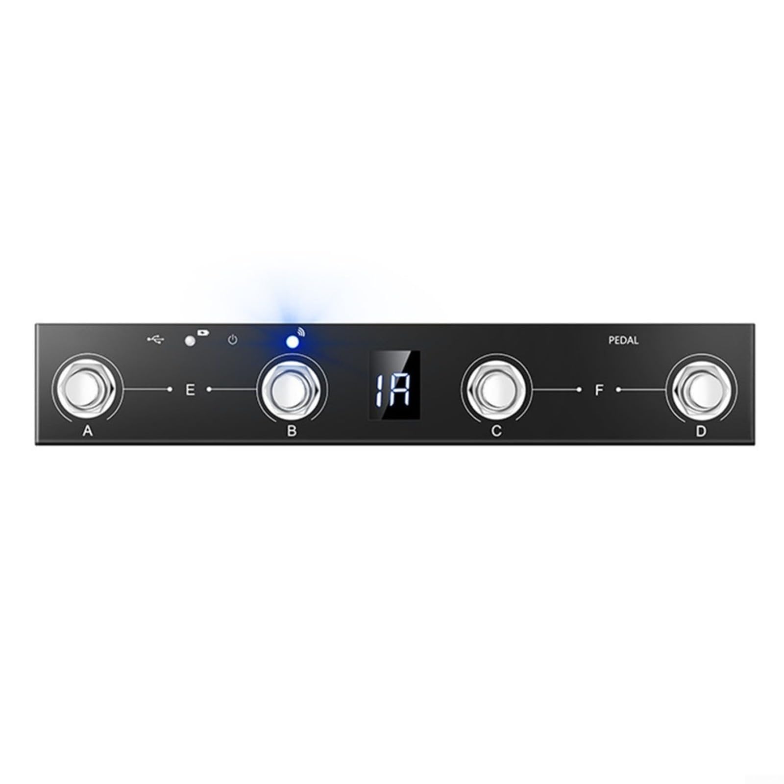 Controlador de pedal recargable con 4 botones para músicos, pedal USB portátil compatible con Chocolate Plus y soporte de control de aplicación, color negro