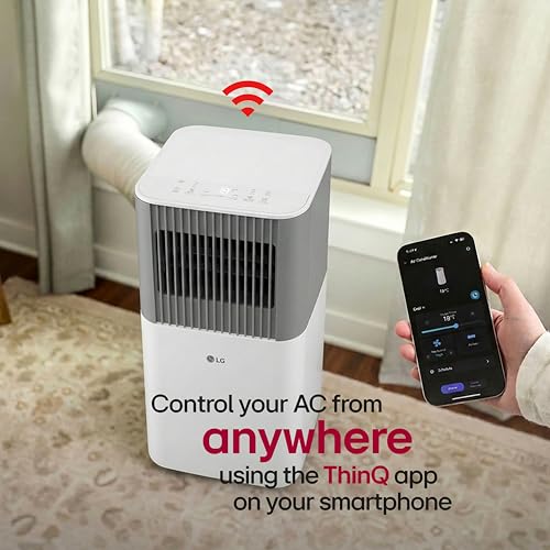 Image of LG 6,000 BTU SACC (10,000 BTU ASHRAE) Smart Portable Air Conditioner, 115V, Cools 250 Sq.Ft. (10' x 25' Room), Quiet Operation, LCD Remote Control, Voice Control, Works w /Amazon Alexa, and Hey Google