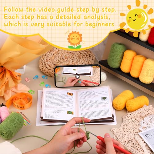 ENCHOL Crochet Kit for Beginners Adults Sunflower Bouquet Beginner Crochet Kit - Image 3