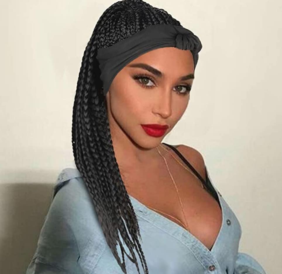 Nicelatus Long Braiding Hairstyles for Women Synthetic Long Head Wrap Wigs for Black Women Long Braiding Wig with Headband (Nlt-271C)