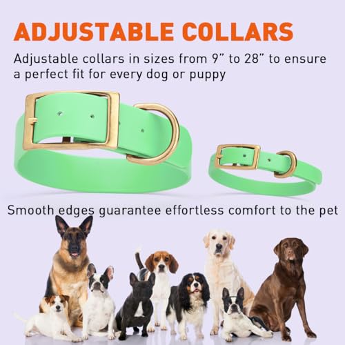 Image of Viper Biothane Heavy Duty Waterproof Dog Collar Strong Coated Nylon Webbing w /Solid Brass Hardware Odor-Proof for Easy Care to Clean High Performance Fits Small Medium or Large Dogs, Sea Foam Green