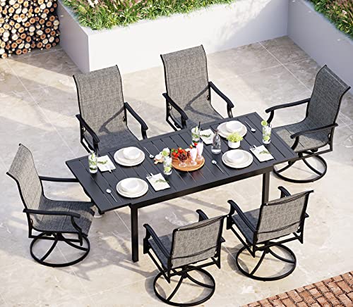 Sophia &William Patio Furniture Set Patio Dining Set for 6 Patio Dining Chairs Support 350lbs Quick Dry Textilene with 1 Expandable Dining Table for 6-8 Person for Outdoor Lawn Garden Poool Backyard Sophia &William Patio Furniture Set Patio Dining Set for 6 Patio Dining Chairs Support 350lbs Quick Dry Textilene with 1 Expandable Dining Table for 6-8 Person for Outdoor Lawn Garden Poool Backyard