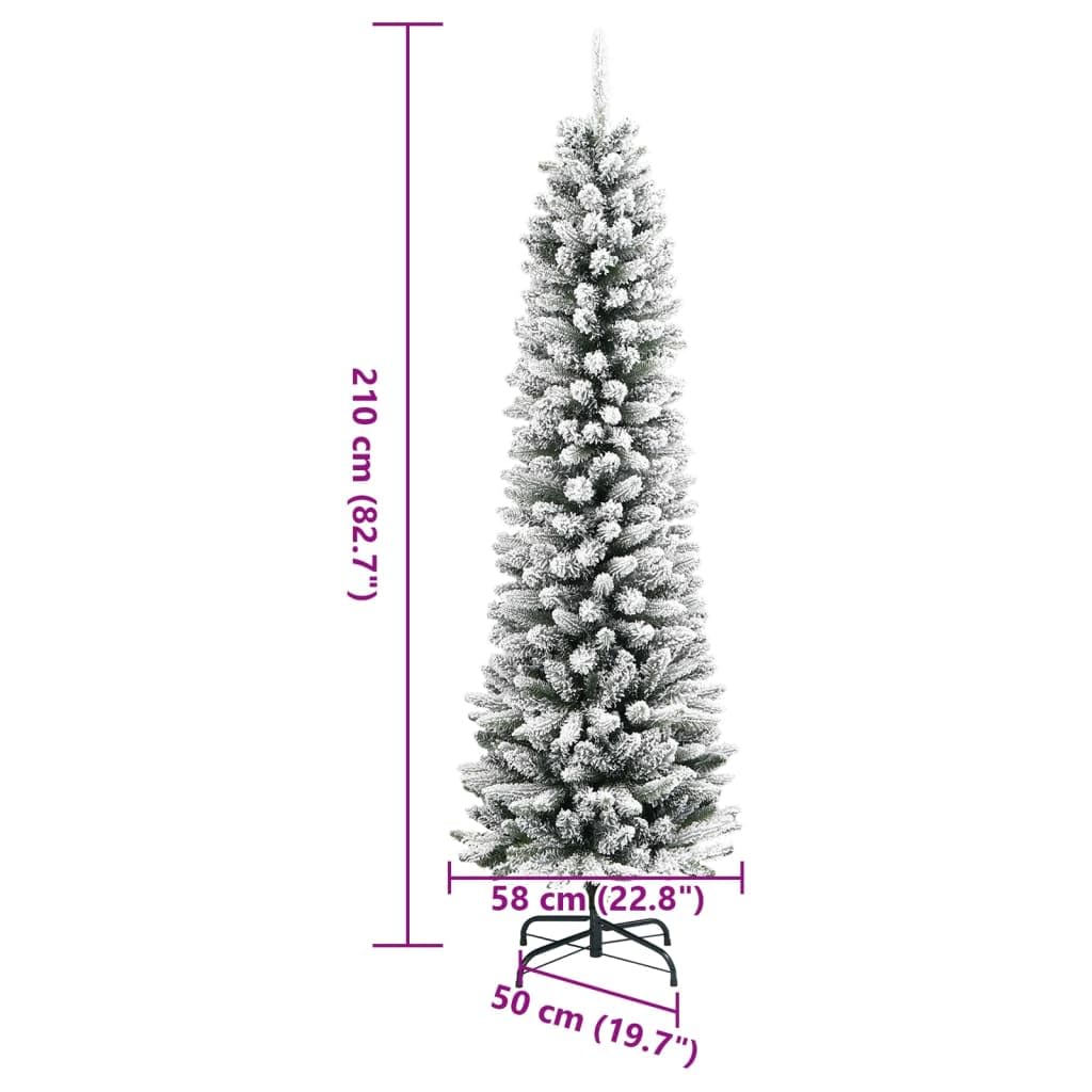 vidaXL Sapin de Noël Artificiel Mince avec Neige floquée 210 cm PVC/PE
