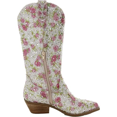 Image of Betsey Johnson Women's Dalas Western Boot, Rhinestone Floral, 10