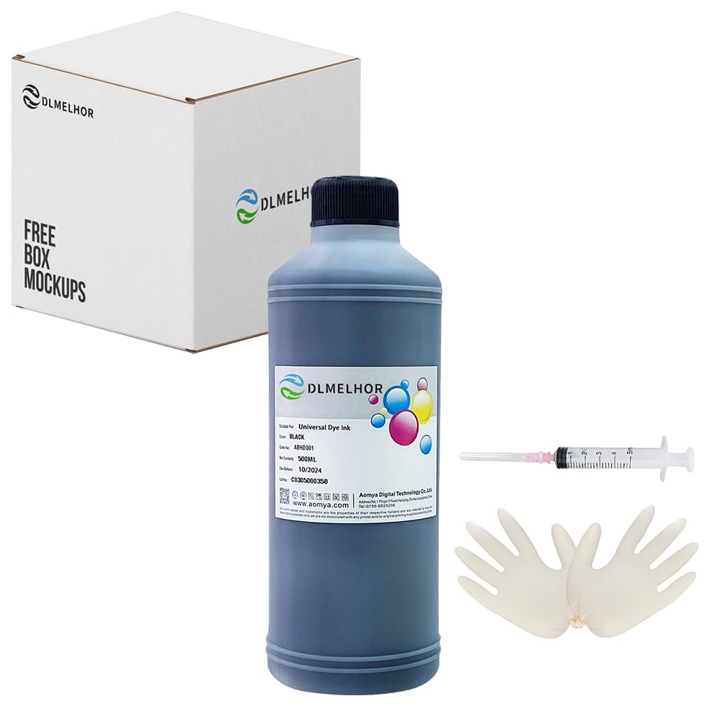 Kit d'encre universelle de 500 ml pour imprimante à jet d'encre Canon HP EPN Lexmark Brother Ricoh Cartouches d'encre rechargeables ou système de cartouches CISS - Grand flacon noir