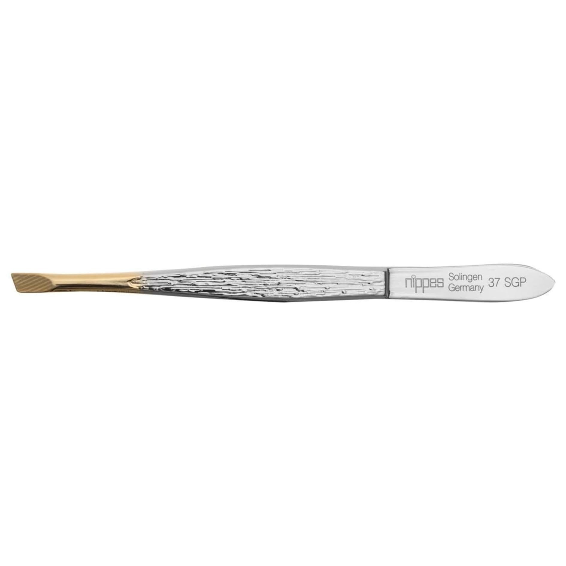 nippes Solingen, Pinzetta 37SGP per rimuovere peli fini, in acciaio nichelato 9 cm, punta dorata, 1 pezzo