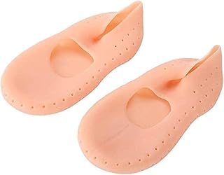 شراب لقوس القدم، شراب سيليكون للوقاية من تشقق الكعبين للجنسين، للمنزل، شراب مزود بمسامات للتهوية - زوجين - لون بيج