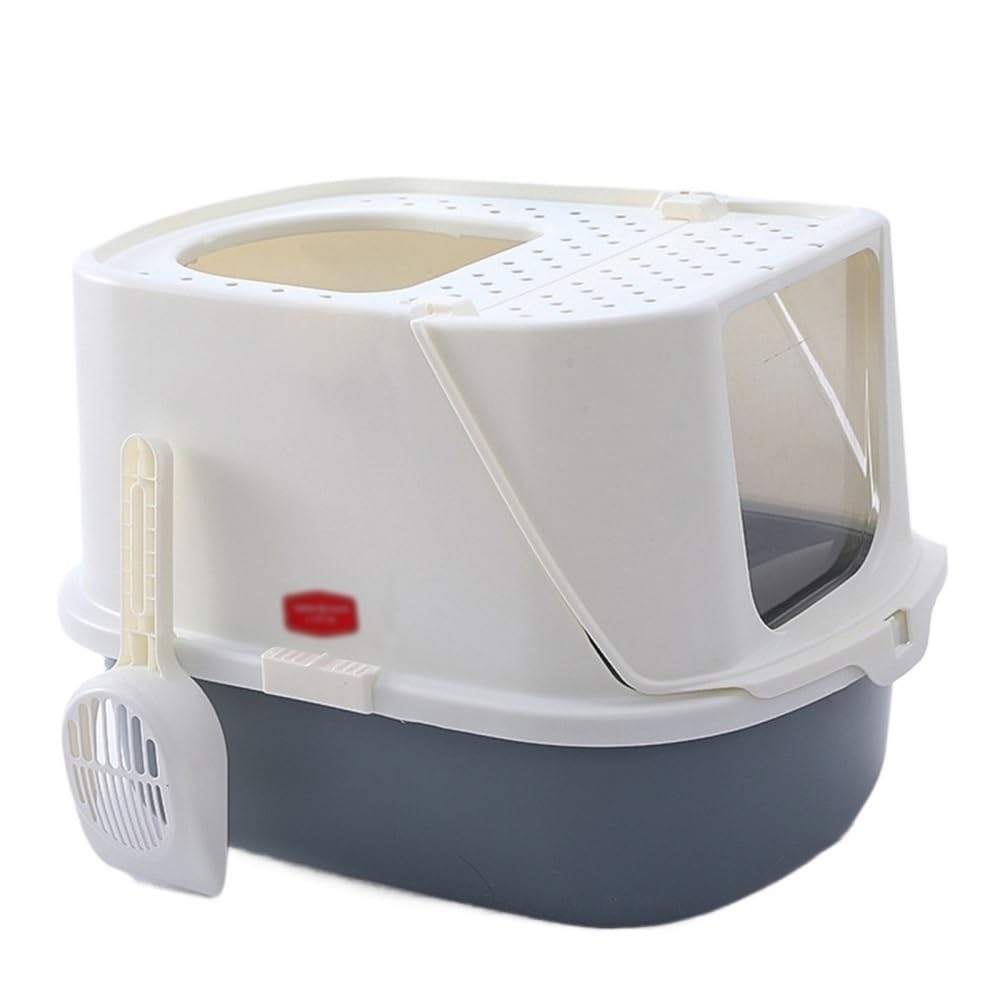 Pet Toilet Caja de Arena for Gatos con Pala, diseño Cerrado for Gatos Grandes, fácil de Limpiar Litter Box(Gray)