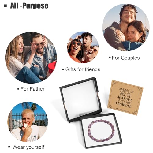 VIBILIA Healing Crystal Bracelets for Women Handmade Small Beaded Bracelets Natural Stone Spacer Shape Gemstone Stretch Adjustable Bracelets Unique Jewelry Gifts4