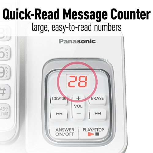 Panasonic DECT 6.0 Expandable Cordless Phone with Answering Machine and Smart Call Block - 2 Cordless Handsets - KX-TGD532W (White)