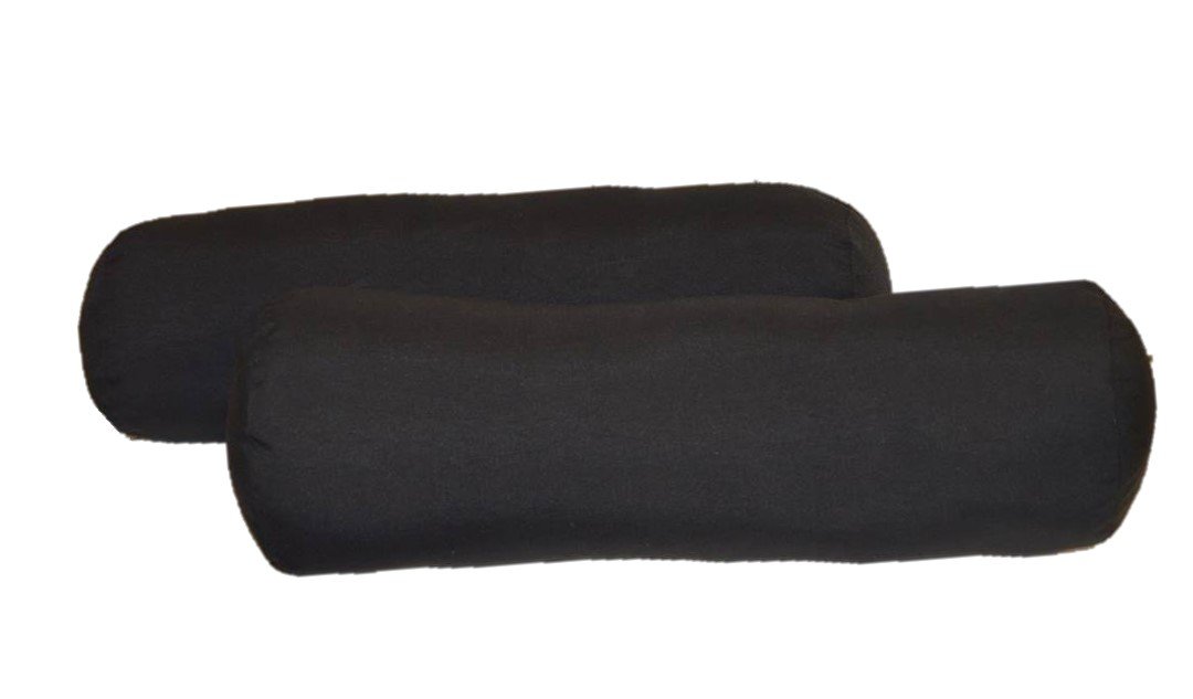 Resort Spa Home Decor Set of 2 - Indoor/Outdoor Bolster/Neckroll Decorative Pillows - Solid Black