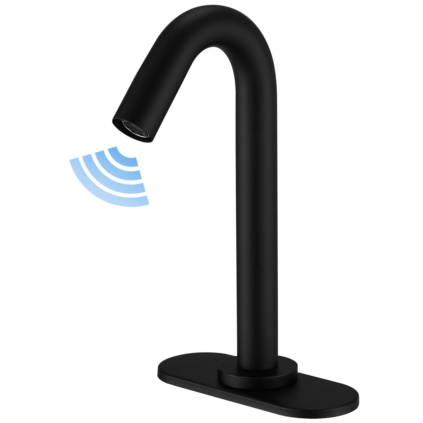 Photo 1 of BWE Touchless Bathroom Sink Faucet, Black Automatic Motion Sensor Faucet,Hand-Free Electric Smart Commercial Sink Faucet,with Hole Cover Plate and Control Box,Battery or Plug-in Powered