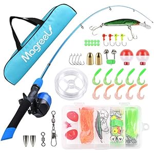 Canne à Pêche Enfant, Canne Téléscopiques pour Enfant, Kit de Canne à Pêche Moulinet Ligne de Pêche Leurre Crochet pour…