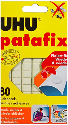 2 x UHU patafix weiß, wieder ablösbare Klebepads, 2 x 80 Stück