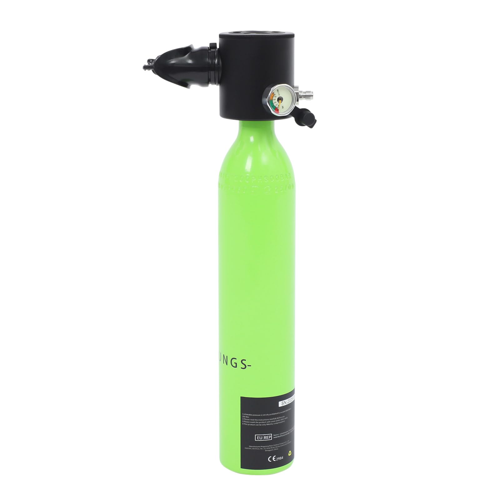 Mini réservoir de plongée sous-marine de 0,5 l, bouteille pulmonaire pour plongée sportive, capacité de 10 à 20 minutes, avec embout en silicone