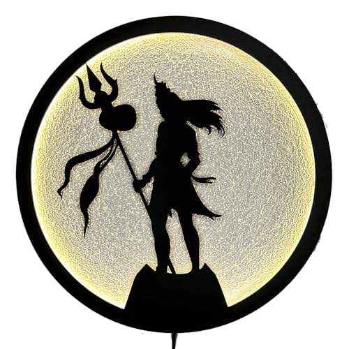 Image of Shiva LED Backlit Wall Lamp Room Decor | Moon Wall Lights for Home Decoration | Wall Lamps for Bedroom & Living Room | No Adapter Required