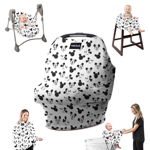 Image of Milk Snob Original Disney 5-in-1 Cover Mickey Mouse Sketch, Privacy for Breastfeeding, Baby Car Seat, Carrier, Stroller, High Chair, Shopping Cart, Lounger Canopy - Newborn Essentials, Nursing Top