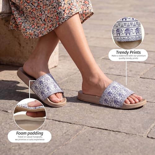 Image of YOHO Tropica Printed Comfortable Women Slides | Stylish Rainy Footwear & Waterproof Monsoon Sandals | Soft Inner Lining On Strap