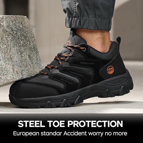 Image of Steel Toe Shoes for Women and Men, Lightweight Safety Work Shoes, Puncture Resistant Cushioned Low Top Work Sneakers for Warehouse Factory Construction