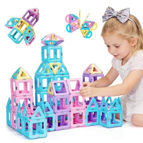 Magblock Magnetische Bausteine 52 Teiles Konstruktion Bauen Bl&ouml;cke Kinder P&auml;dagogisches Magnetspielzeug Geschenk f&uuml;r ab 3 4 5 6 7 8 Jahre Junge M&auml;dchen