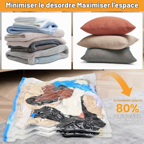 3 PcsSac Sous Vide Vetement Aspirateur, Sac de Compression, Sac Rangement Sous Vide, Sacs de Compression de Voyage pour Oreillers, Couettes, Valises, Vêtements, Voyage (100 x 120 cm) – vue 5