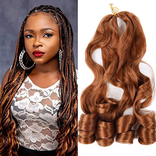 6 PACK French Curl Braiding Hair Crochet Braids 75g/pack 22 inch Loose Wavy Braiding Hair Pre Stretched Synthetic Bouncing Braiding Hair Extensions #30