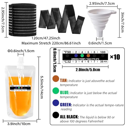 17 Pcs Urine Test Complete Kit Includes 5 Transparent Bags,10 Adhesive Temperature Test Strips,Filling Funnel,47