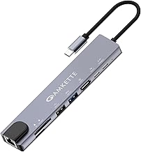 Amkette 8-in-1 Type C Hub/Docking Station with HDMI 60Hz,Data Transfer Multiport Adapter, 100W Power Delivery 4K HDMI,USB 3.0,100MBPS Ethernet,SD/TF Card Reader,for All Type C Devices-MacBook,Laptop