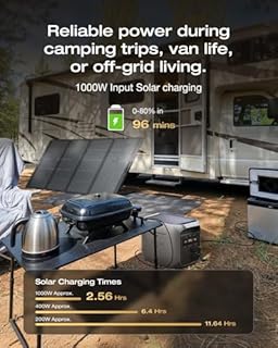EF ECOFLOW Portable Power Station DELTA 3 Max Plus with 400W Bifacial Solar Panel, 1000W Solar Input, Expandable Capacity Up to 10kWh, 10ms UPS, Portable Power Station 2048Wh, Home Backup & RV Camping