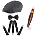 Produktbild Beelittle 1920er Jahre Mens Gatsby Gangster Kostüm Zubehör Set - Gatsby Newsboy Baskenmütze Hut, Hosenträger, Taschenuhr, Krawatte, Pre gebundene Fliege, Zigarre, falschen Schnurrbart (A)