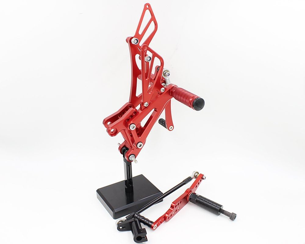 CNC R1 07-08 Motorcycle Adjustable Rearsets Foot Pegs Rear Set Footpeg Shift Pedal Compatible with YZF R1 2007 2008 Red