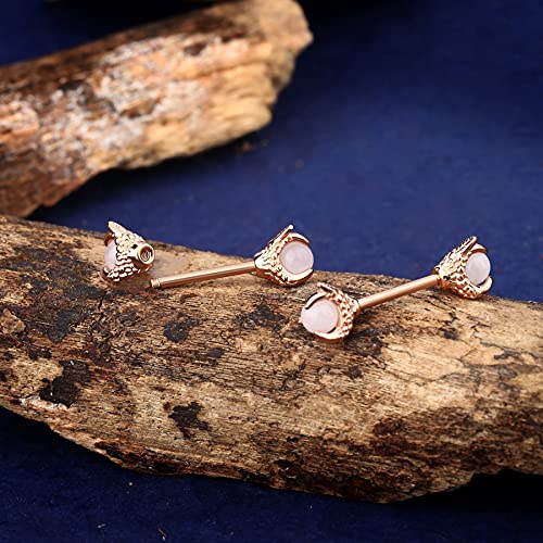 Oufer 14G Nipple Rings Dragon Claw With Natural Stone Nipple Piercing Jewelry 316L Stainless Steel Nipple For Women #TOP3