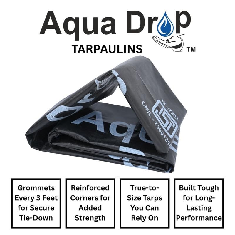 Aqua Drop 250 GSM Black Tarpaulin Sheet – Heavy-Duty Waterproof